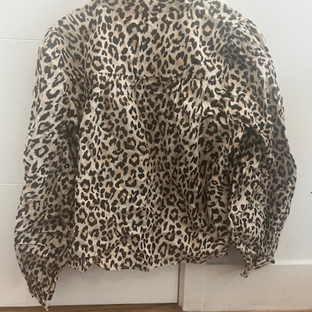 Jcrew Button-Front Ruffleneck Popover In Leopard … - image 3